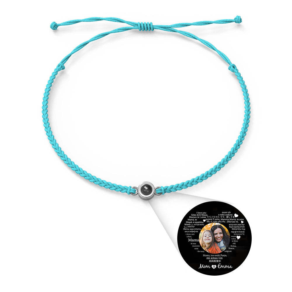 Personalized Photo Projection Charm Bracelet Multiple Colors Styles I love you in 100 languages Minimalist Photo Jewelry Birthday Gift for Her - NameNecklace