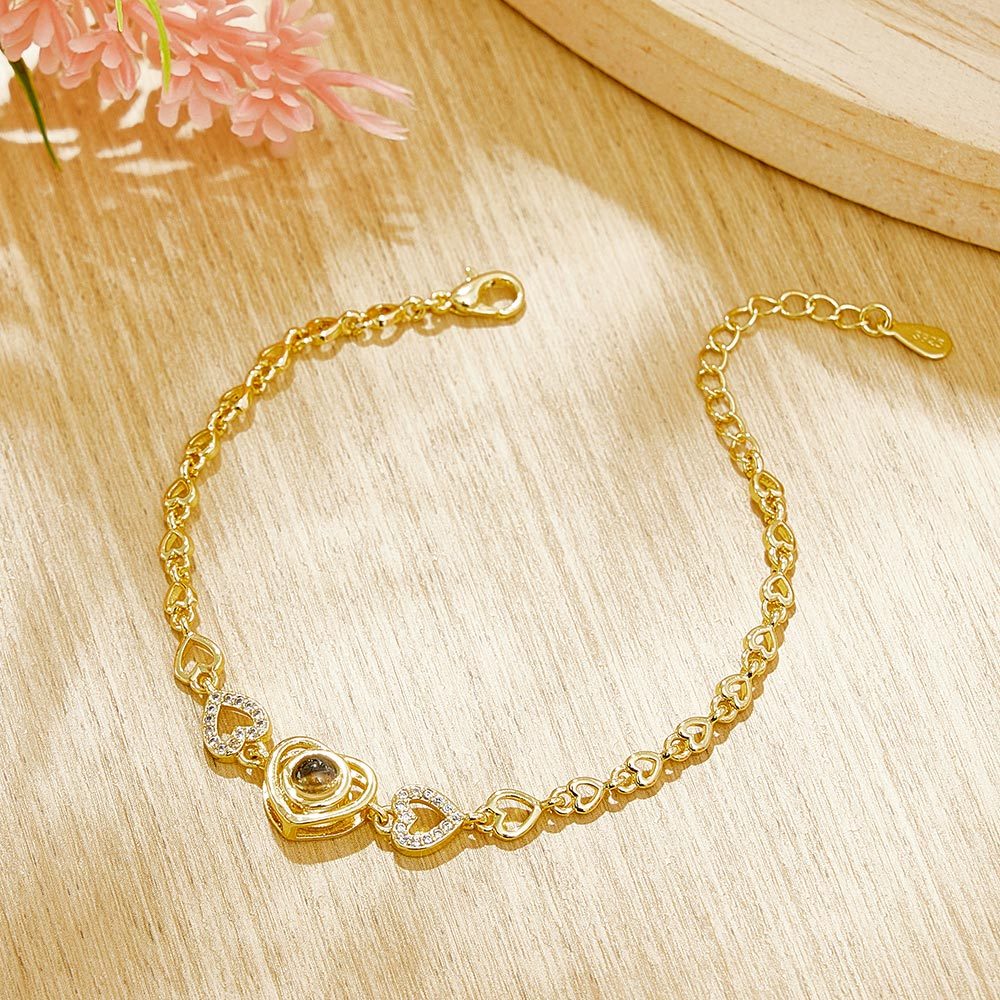 Personalized Photo Bracelet Heart Projection Memorial Photo Bracelet Gift for Her - NameNecklace