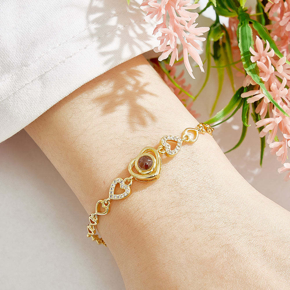 Personalized Photo Bracelet Heart Projection Memorial Photo Bracelet Gift for Her - NameNecklace