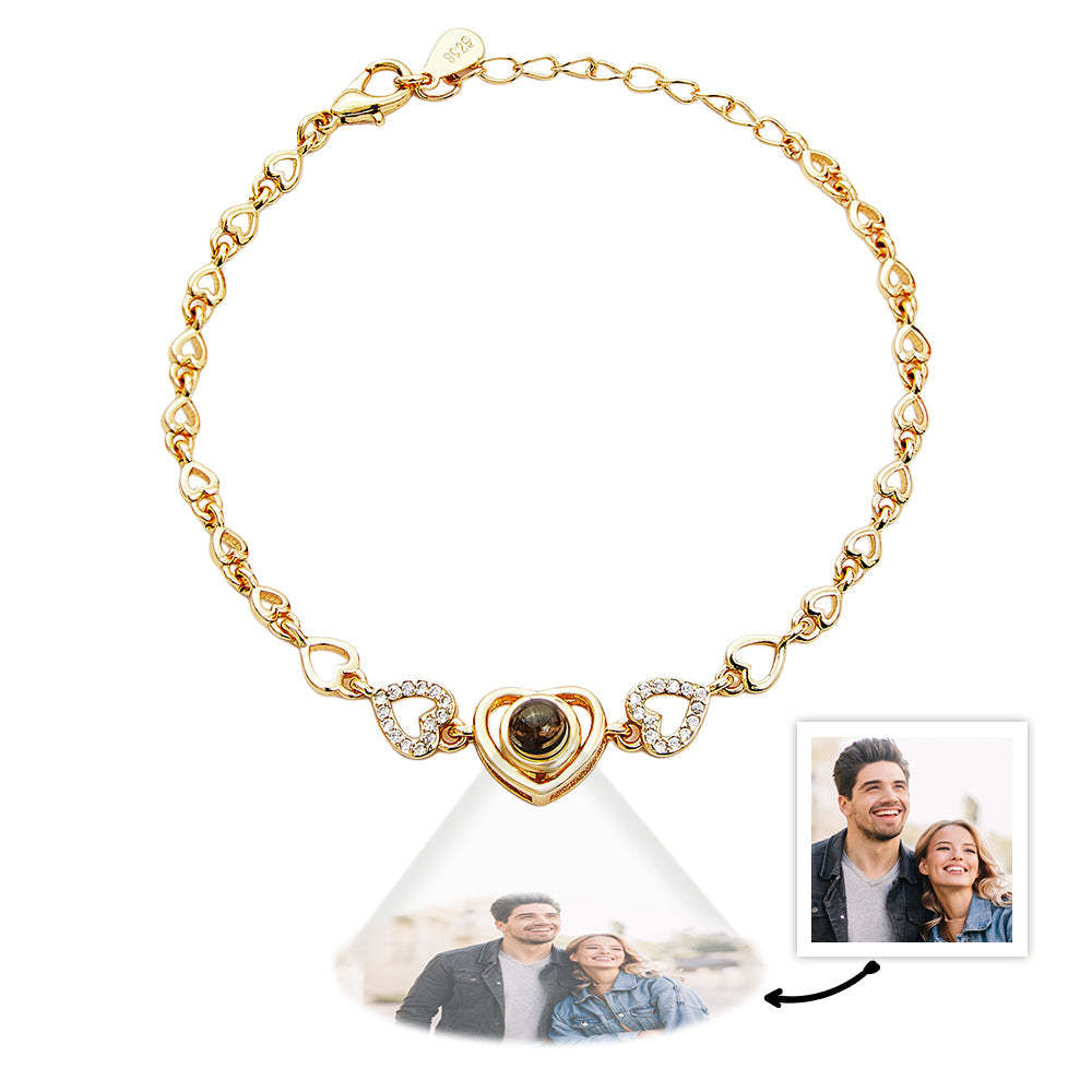 Personalized Photo Bracelet Heart Projection Memorial Photo Bracelet Gift for Her - NameNecklace