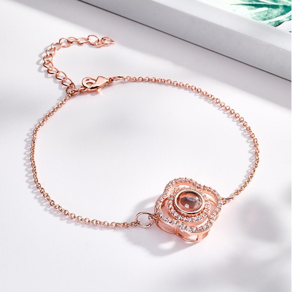 Custom Clover Photo Projection Bracelet Personalized Picture Inside Bracelet Keepsake Jewelry - NameNecklace