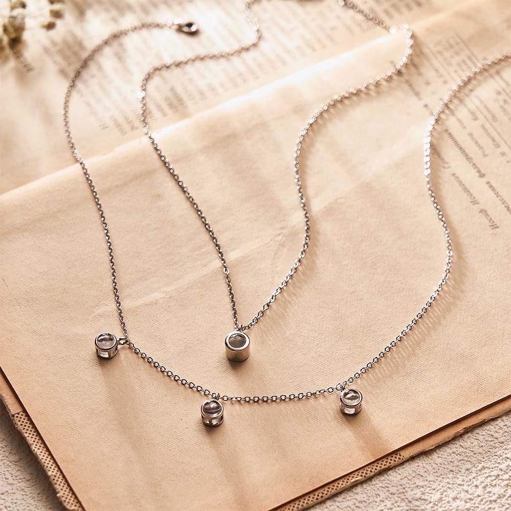 Double Chain Photo Necklace Personalized Projection Necklace Necklace Gift For Women - NameNecklace