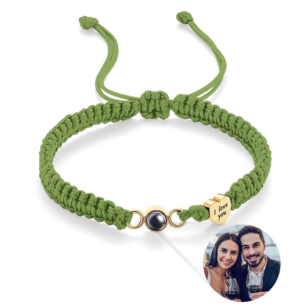 Custom Photo Projection Bracelet Heart Couple Gift - NameNecklace