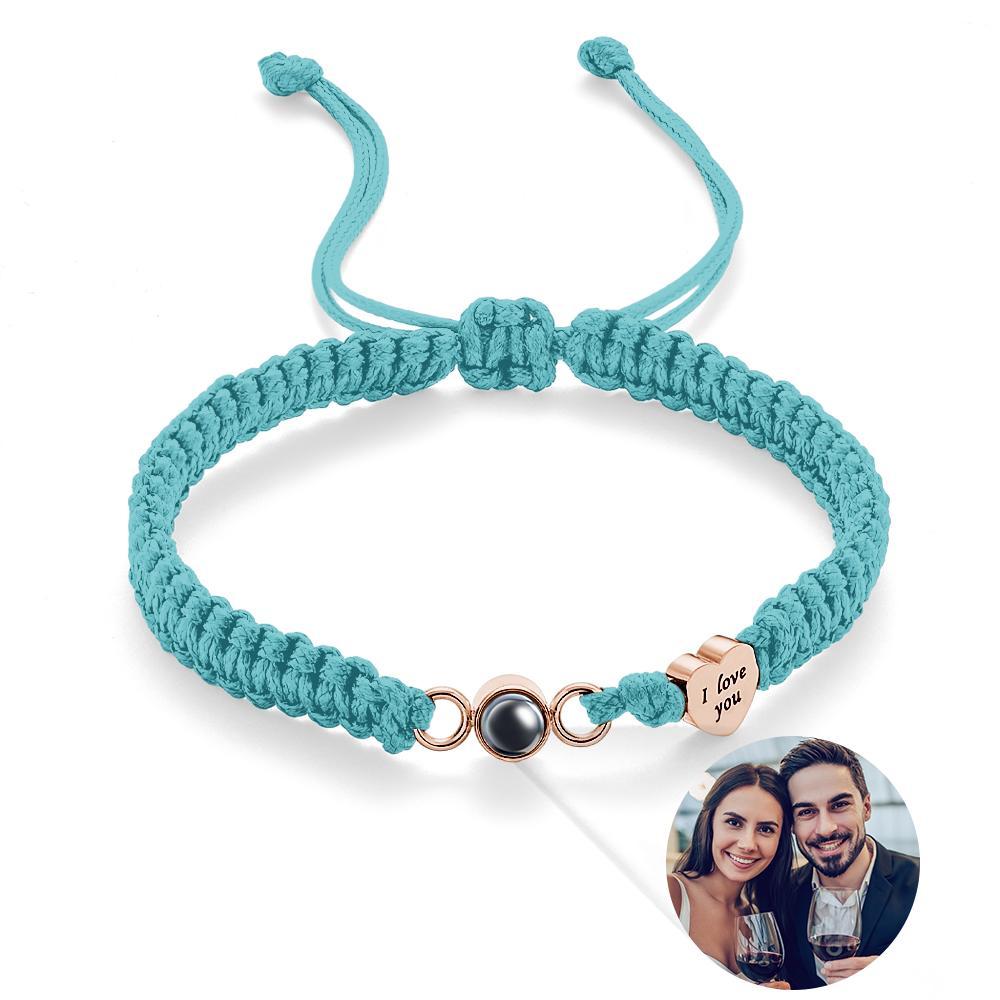 Custom Photo Projection Bracelet Heart Couple Gift - NameNecklace