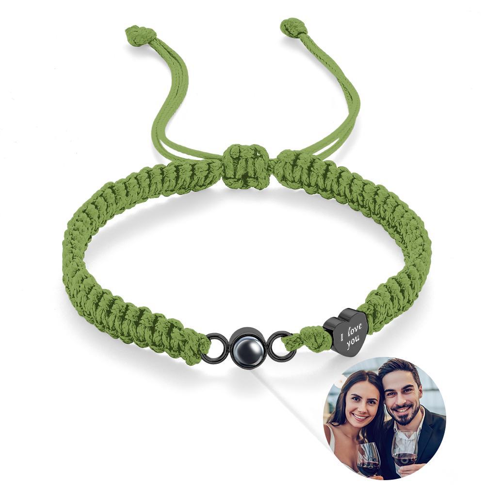 Custom Photo Projection Bracelet Heart Couple Gift - NameNecklace