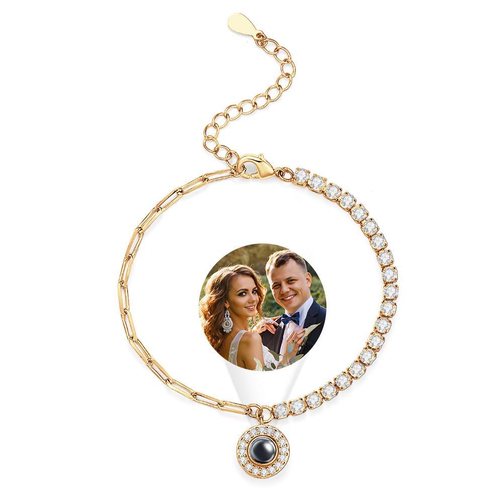 Personalized Projection Bracelet Round Pendant Design Chain Gift - NameNecklace