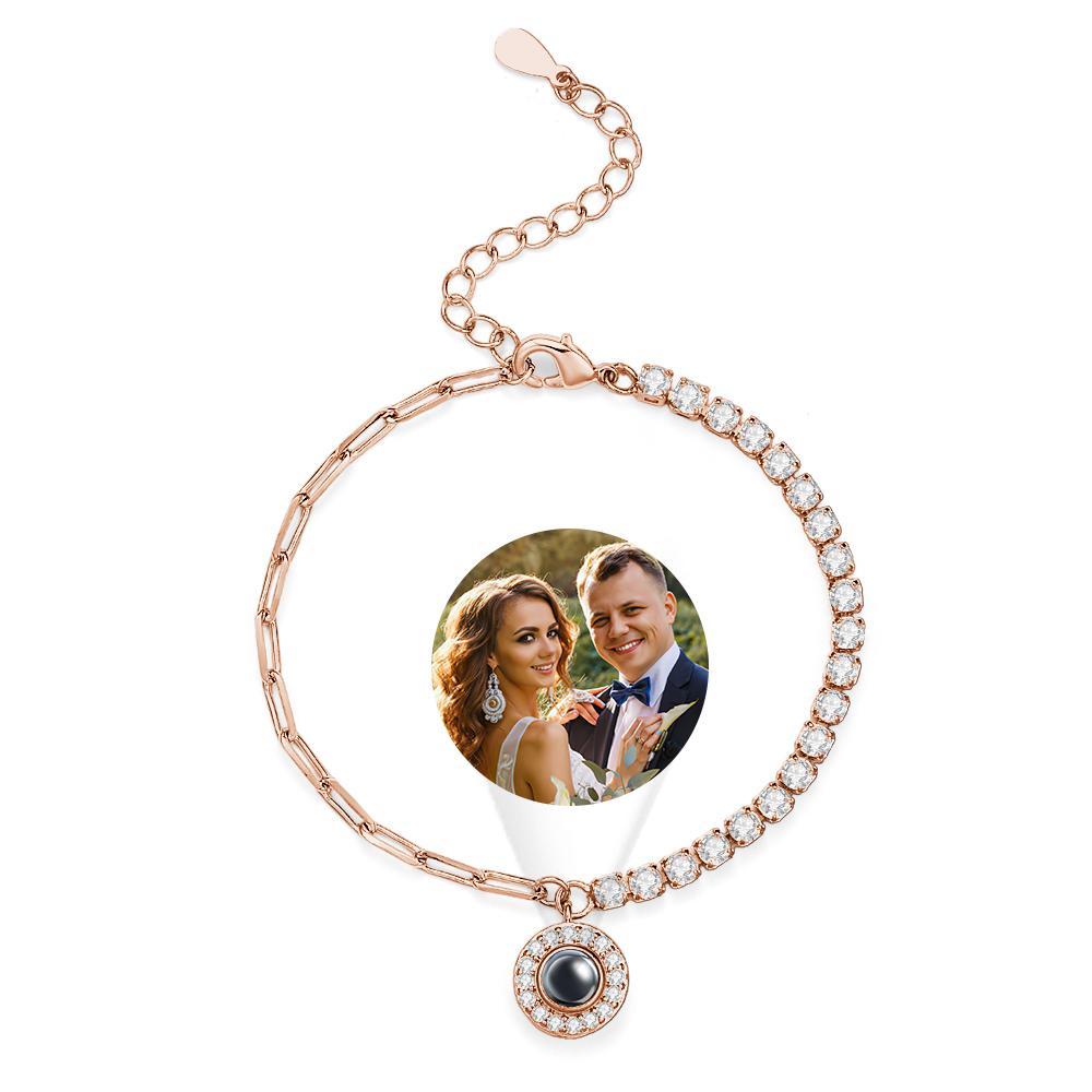 Personalized Projection Bracelet Round Pendant Design Chain Gift - NameNecklace
