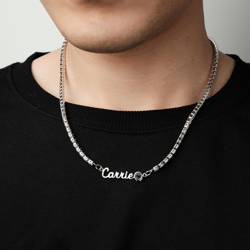 Custom Name Projection Necklace Tennis Chain Simple Gift - NameNecklace