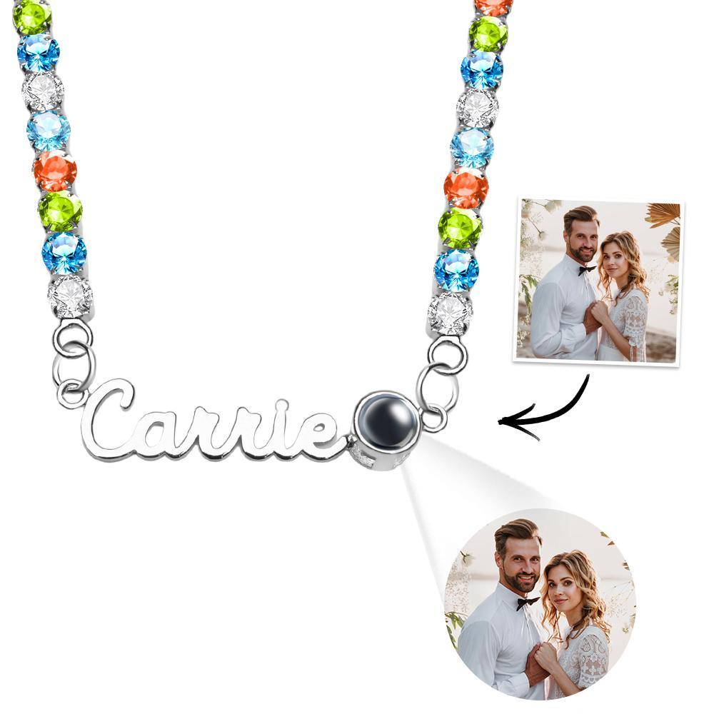 Custom Name Projection Necklace Tennis Chain Simple Gift - NameNecklace