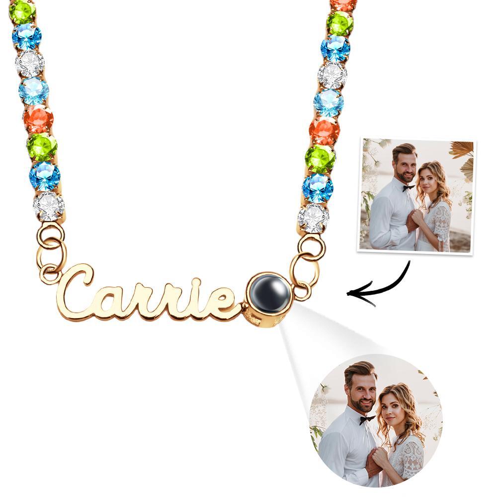 Custom Name Projection Necklace Tennis Chain Simple Gift - NameNecklace