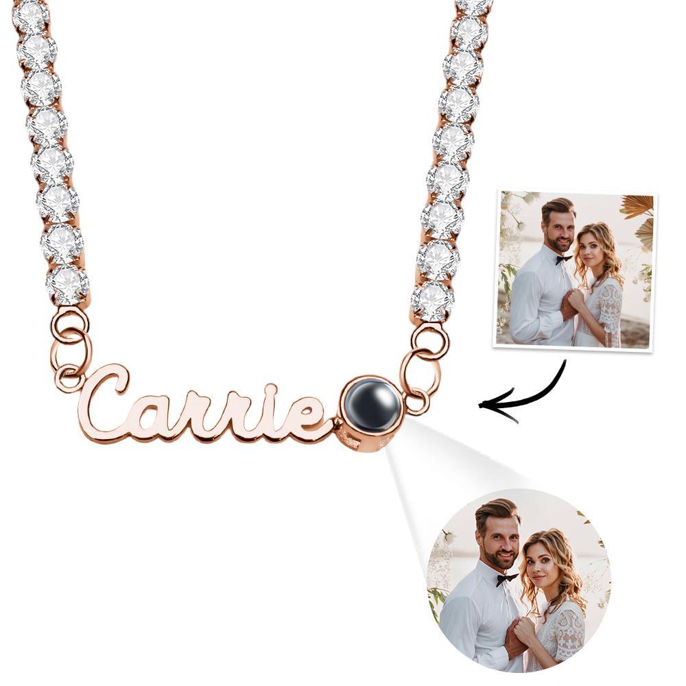 Custom Name Projection Necklace Tennis Chain Simple Gift - NameNecklace