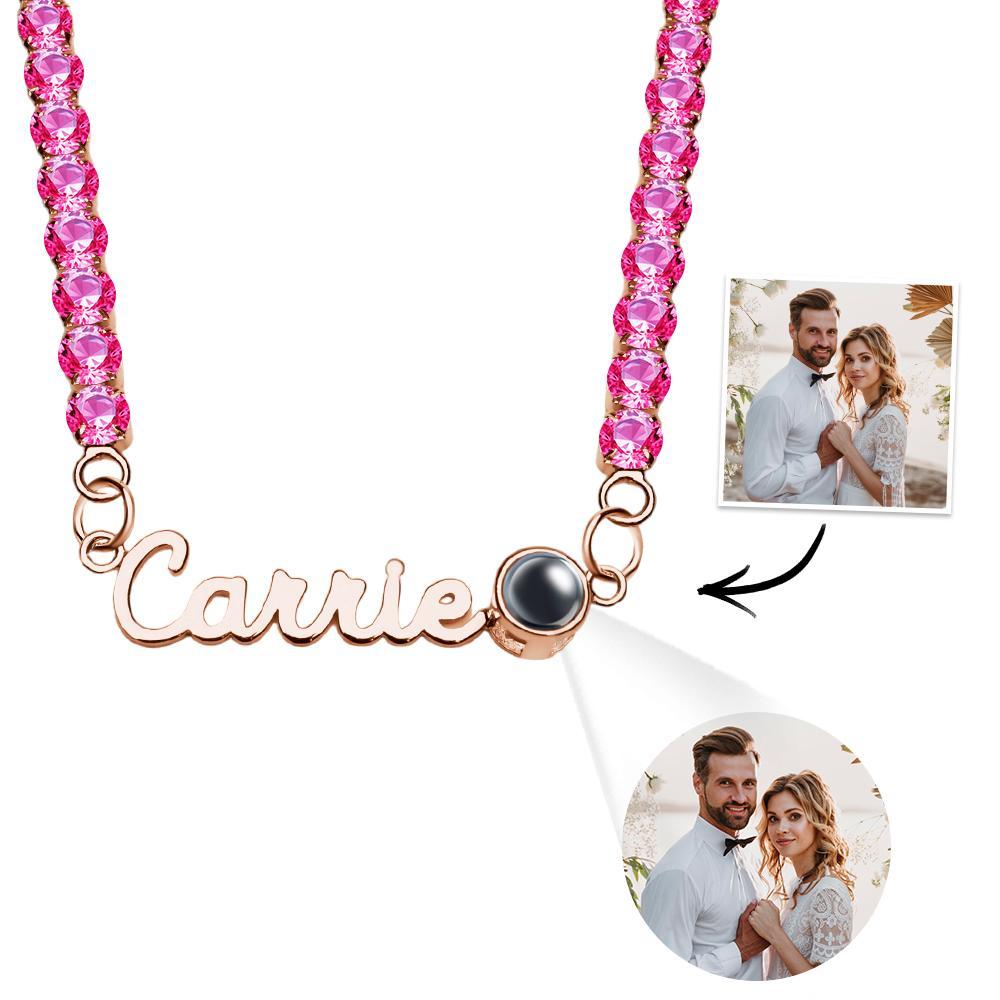 Custom Name Projection Necklace Tennis Chain Simple Gift - NameNecklace