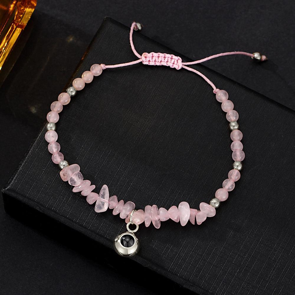 Personalized Picture Projection Bracelet With Colorful Stone Chain Unique Christmas Gift For Friends - NameNecklace