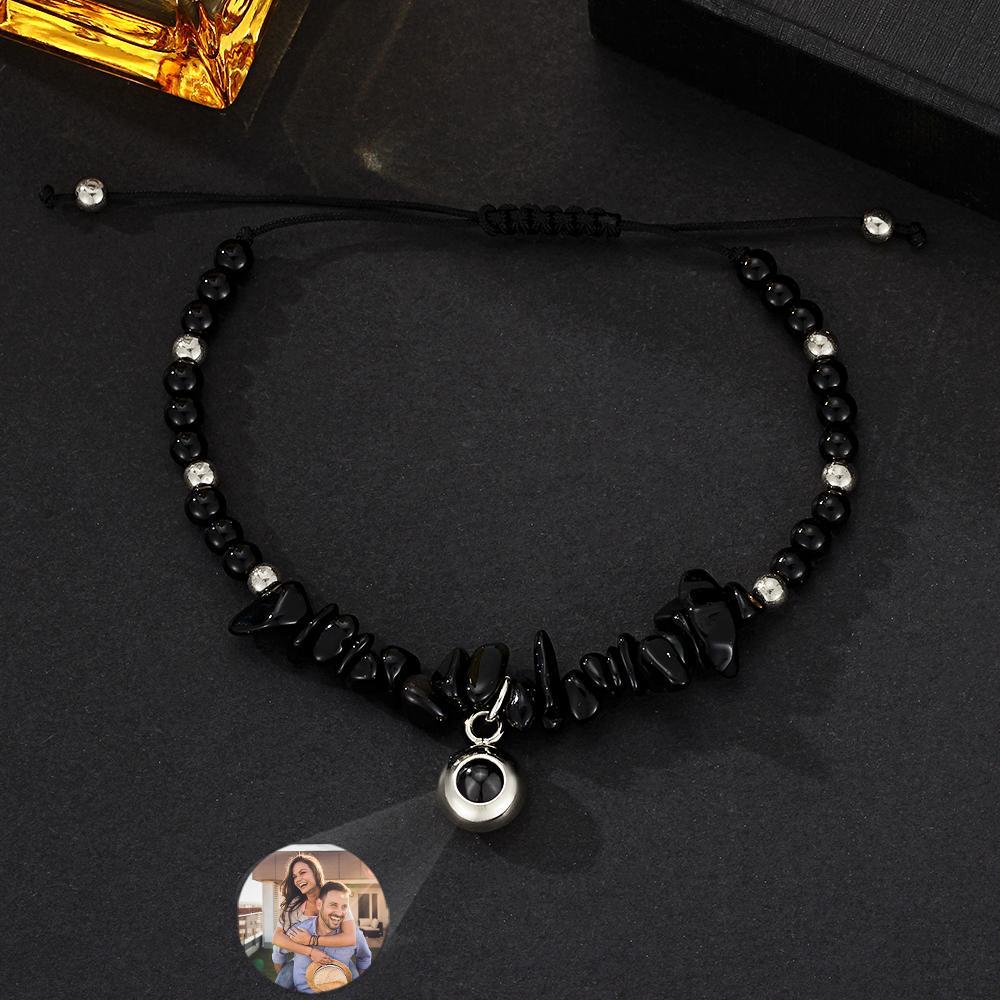 Personalized Picture Projection Bracelet With Colorful Stone Chain Unique Christmas Gift For Friends - NameNecklace