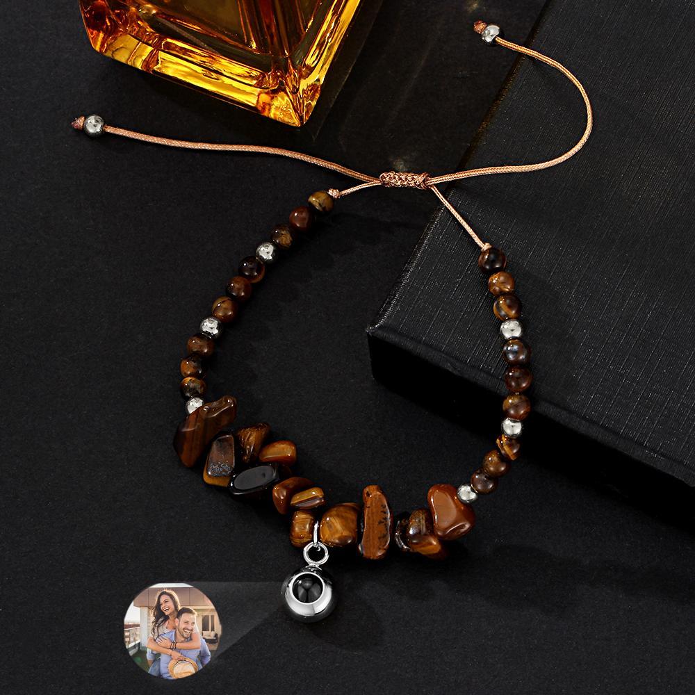 Personalized Picture Projection Bracelet With Colorful Stone Chain Unique Christmas Gift For Friends - NameNecklace