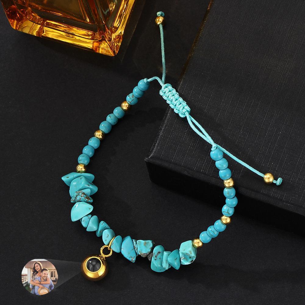Personalized Picture Projection Bracelet With Colorful Stone Chain Unique Christmas Gift For Friends - NameNecklace