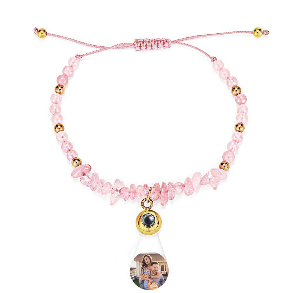 Personalized Picture Projection Bracelet With Colorful Stone Chain Unique Christmas Gift For Friends - NameNecklace
