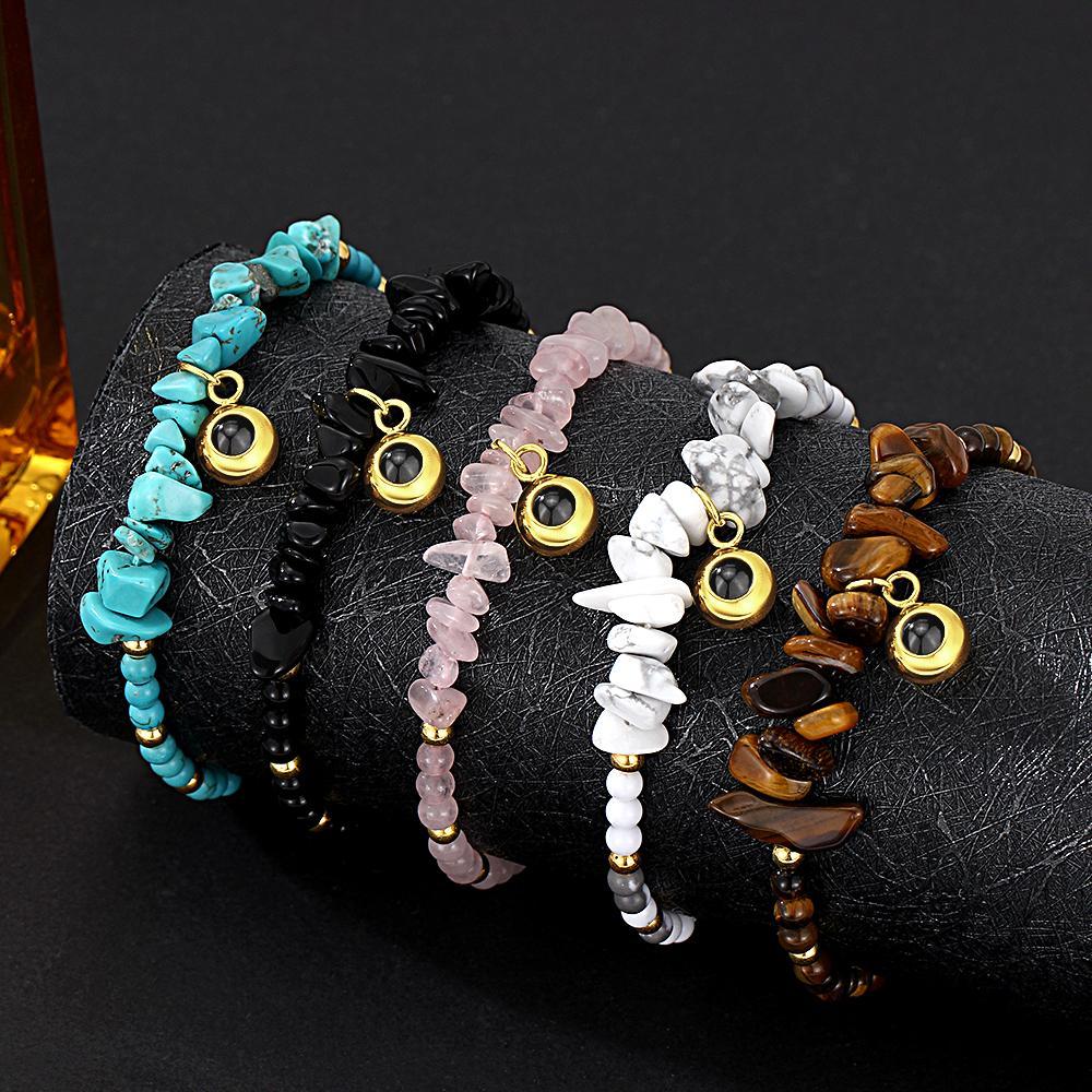 Personalized Picture Projection Bracelet With Colorful Stone Chain Unique Christmas Gift For Friends - NameNecklace