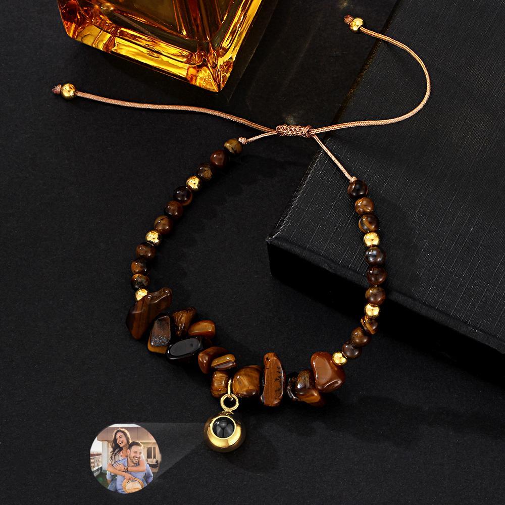 Personalized Picture Projection Bracelet With Colorful Stone Chain Unique Christmas Gift For Friends - NameNecklace