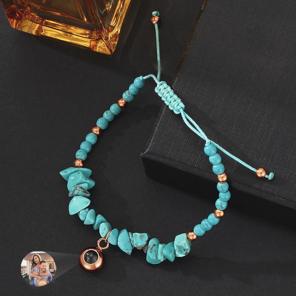 Personalized Picture Projection Bracelet With Colorful Stone Chain Unique Christmas Gift For Friends - NameNecklace