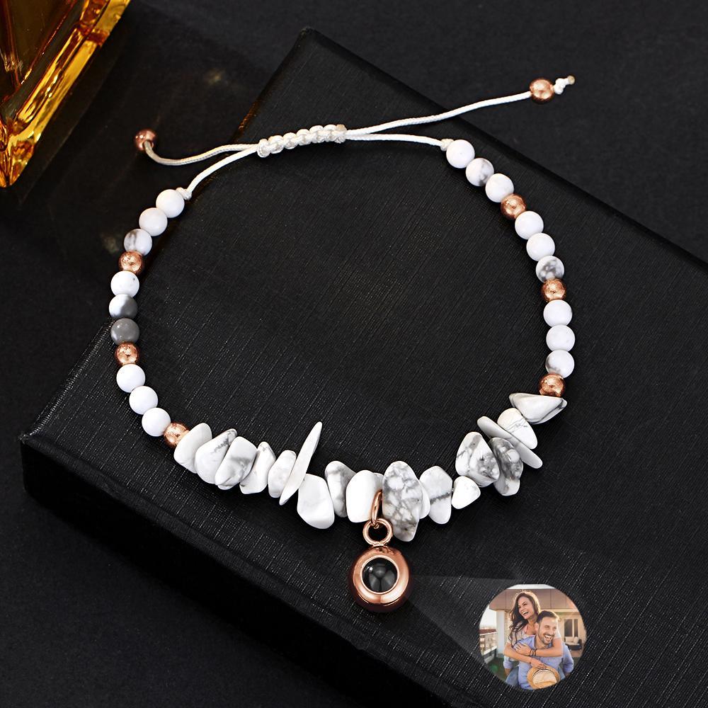 Personalized Picture Projection Bracelet With Colorful Stone Chain Unique Christmas Gift For Friends - NameNecklace