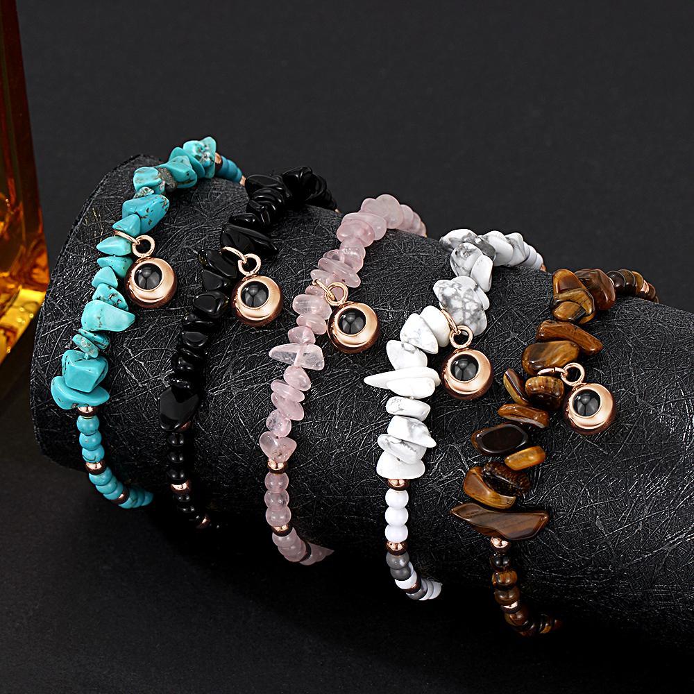 Personalized Picture Projection Bracelet With Colorful Stone Chain Unique Christmas Gift For Friends - NameNecklace