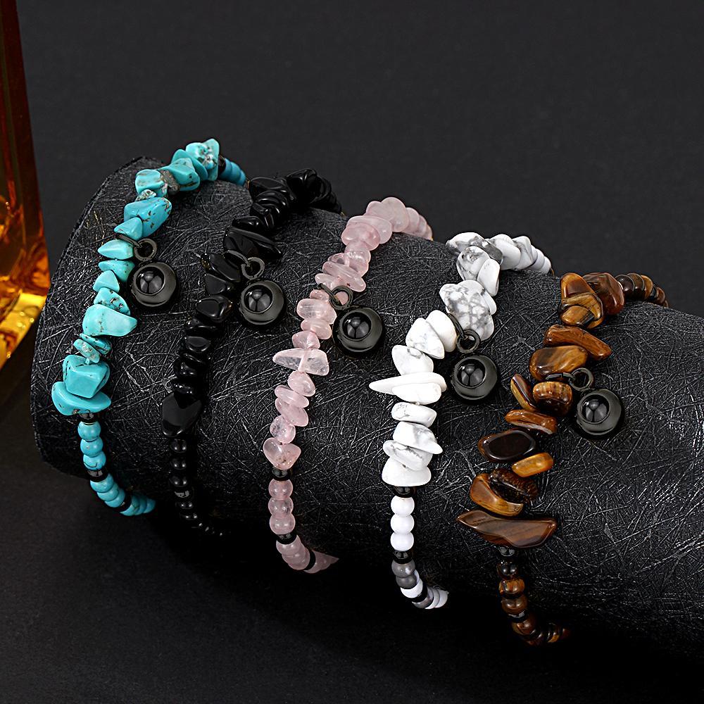 Personalized Picture Projection Bracelet With Colorful Stone Chain Unique Christmas Gift For Friends - NameNecklace