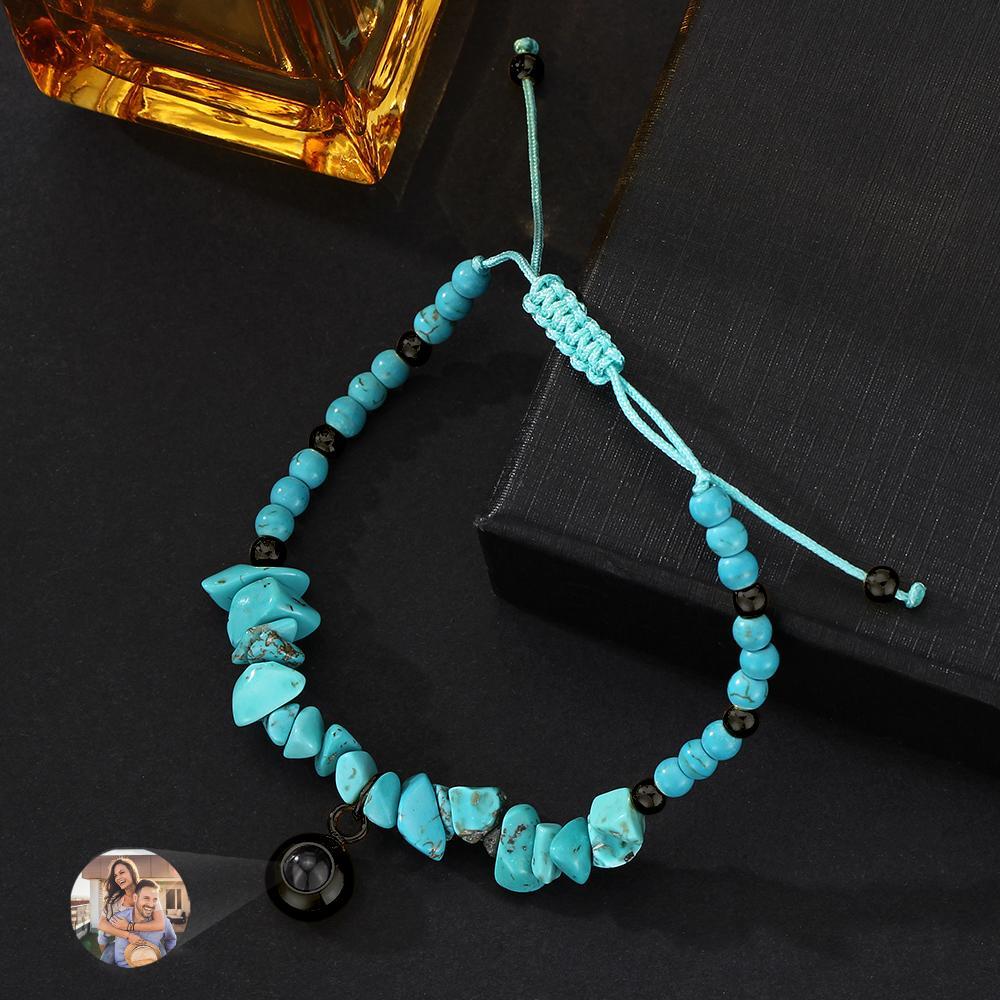 Personalized Picture Projection Bracelet With Colorful Stone Chain Unique Christmas Gift For Friends - NameNecklace