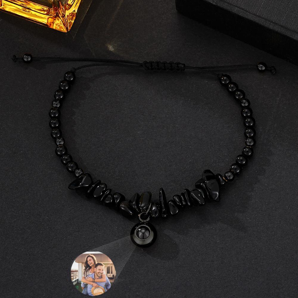 Personalized Picture Projection Bracelet With Colorful Stone Chain Unique Christmas Gift For Friends - NameNecklace