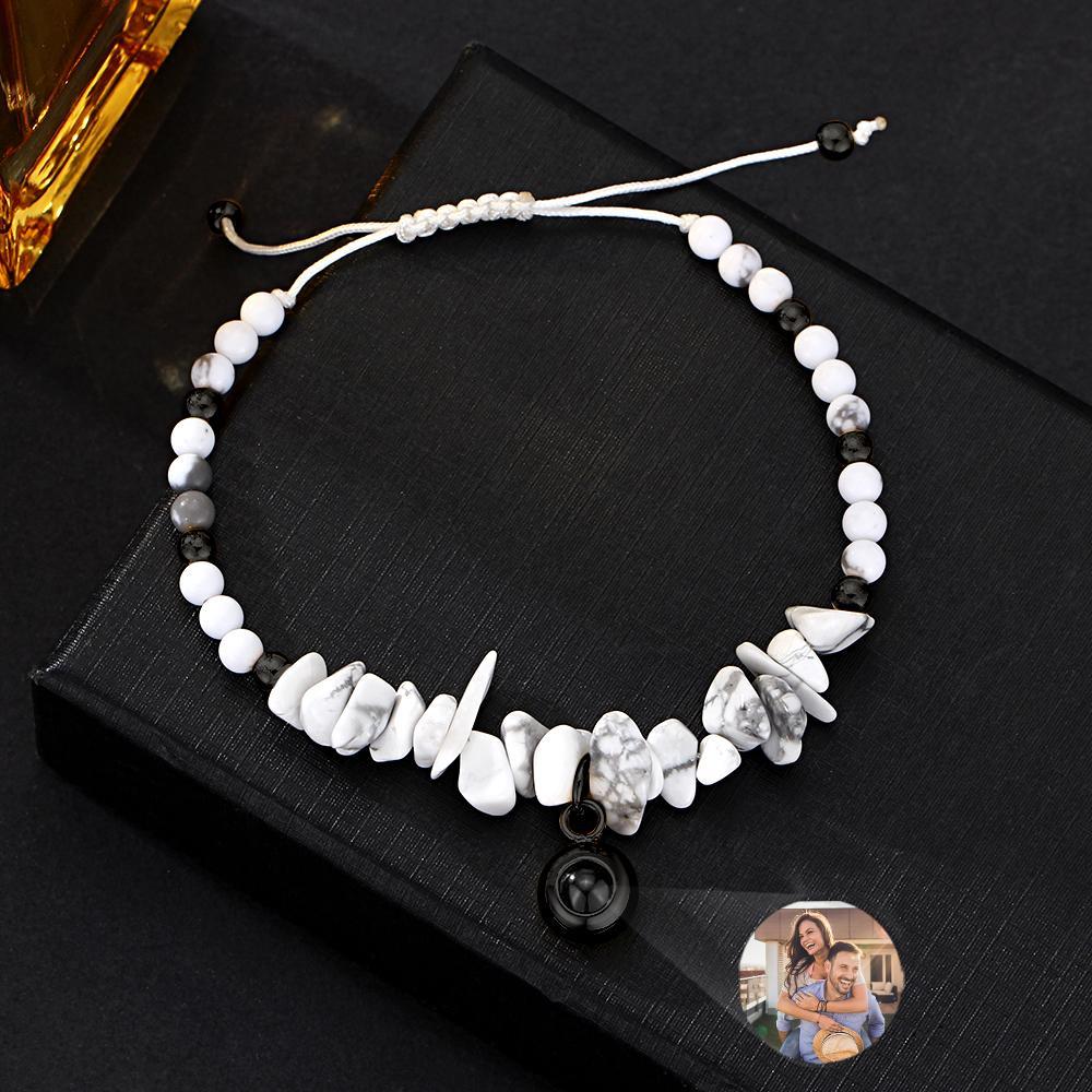 Personalized Picture Projection Bracelet With Colorful Stone Chain Unique Christmas Gift For Friends - NameNecklace