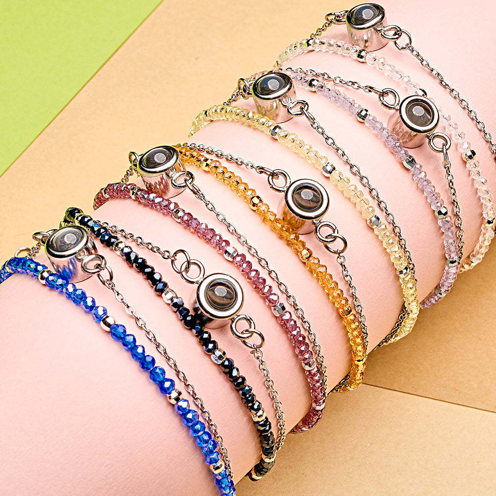 Personalized Photo Projection Crystal Double Layers Bracelet - NameNecklace