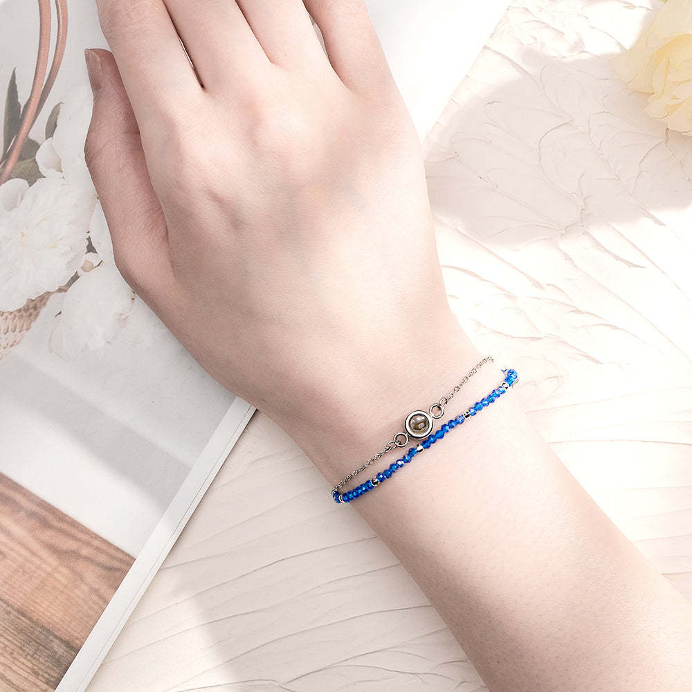 Personalized Photo Projection Crystal Double Layers Bracelet - NameNecklace