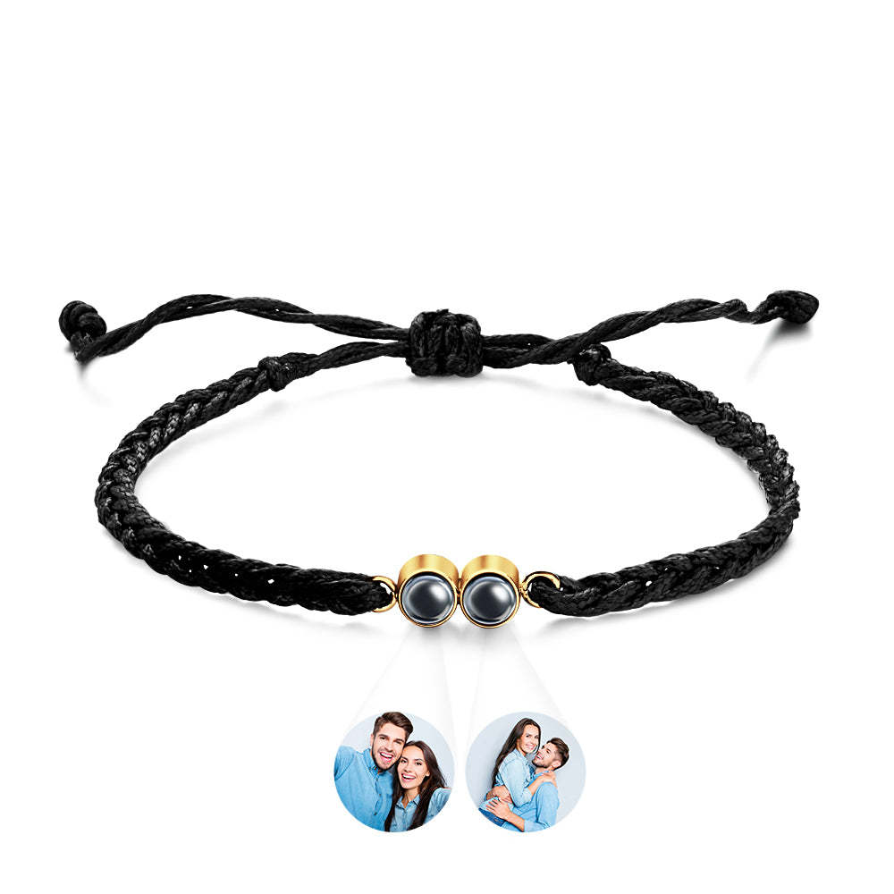 Personalized Projected Picture Bracelet Multicolor Braided Rope Customized Two Photos Bracelet Simple Gift - NameNecklace
