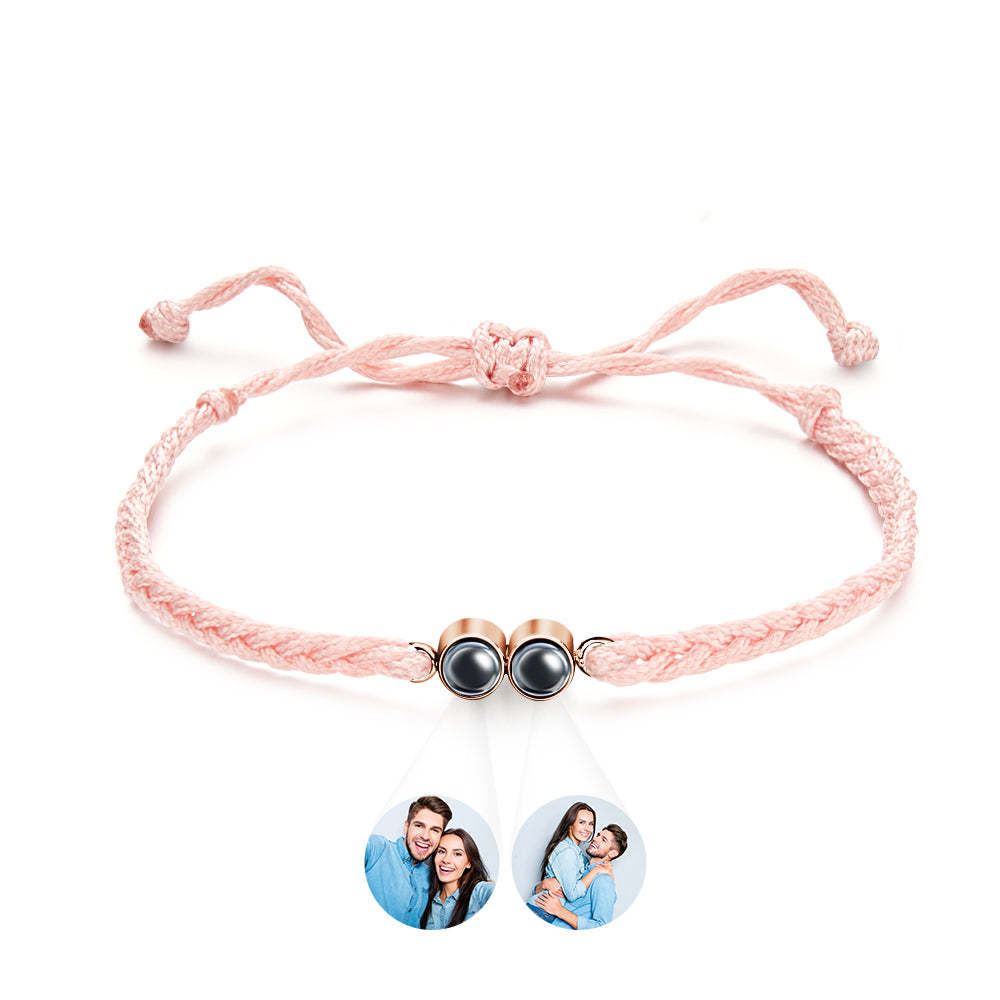 Personalized Projected Picture Bracelet Multicolor Braided Rope Customized Two Photos Bracelet Simple Gift - NameNecklace