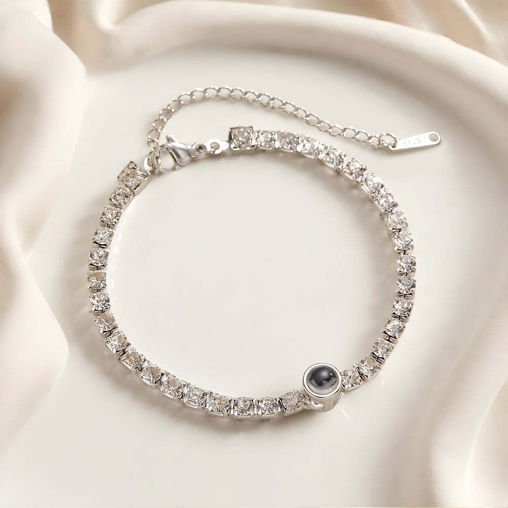 Personalized Projection Tennis Bracelet Simple Diamond Women Gift - NameNecklace