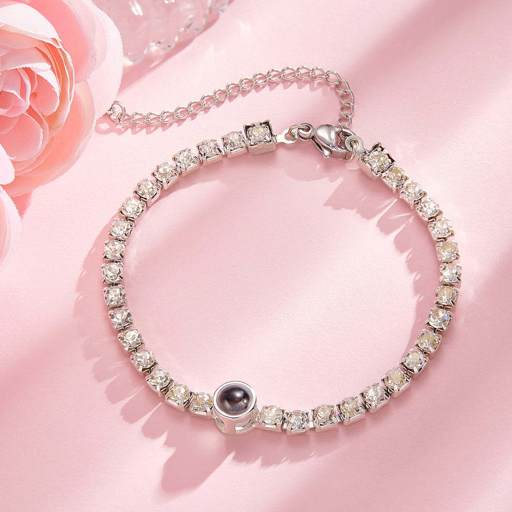 Personalized Projection Tennis Bracelet Simple Diamond Women Gift - NameNecklace
