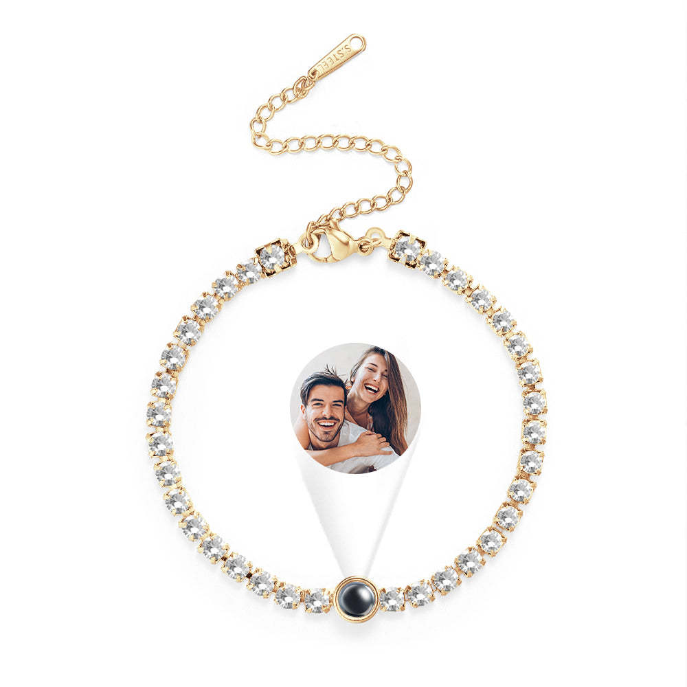 Personalized Projection Tennis Bracelet Simple Diamond Women Gift - NameNecklace