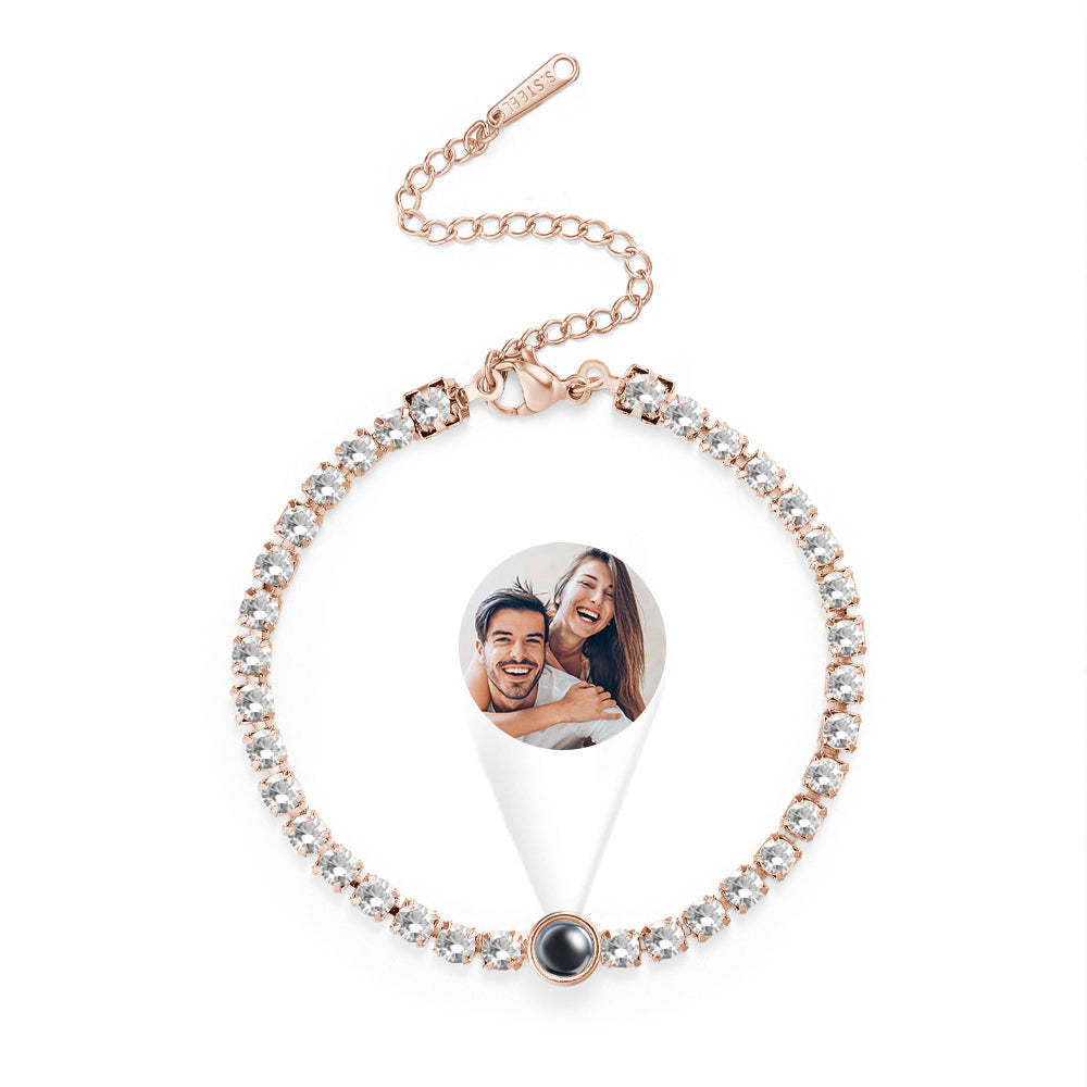 Personalized Projection Tennis Bracelet Simple Diamond Women Gift - NameNecklace