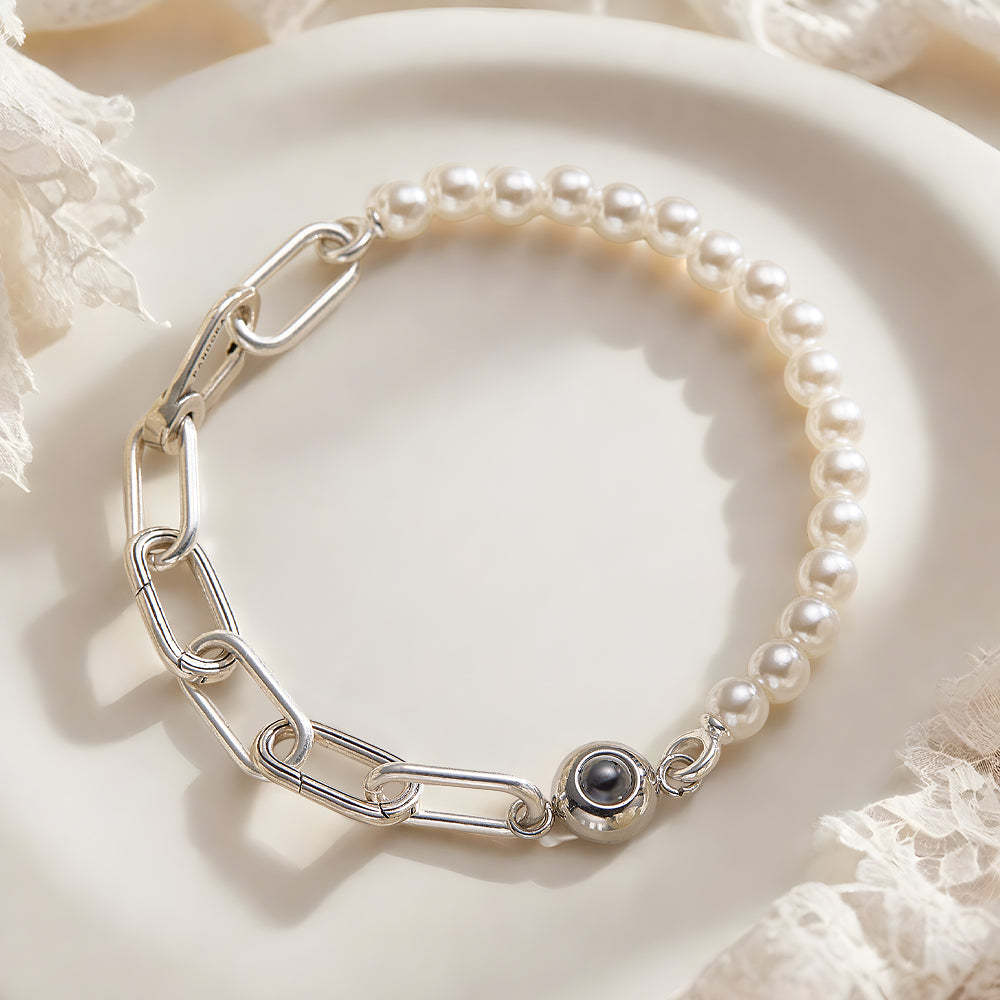 Personalized Projection Bracelet Pearl Splicing Chain Girl Gift - NameNecklace