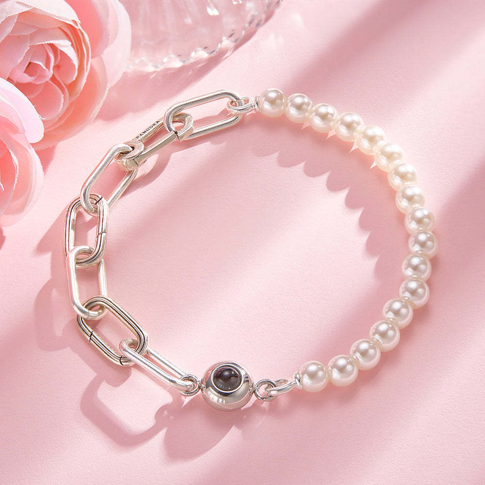 Personalized Projection Bracelet Pearl Splicing Chain Girl Gift - NameNecklace