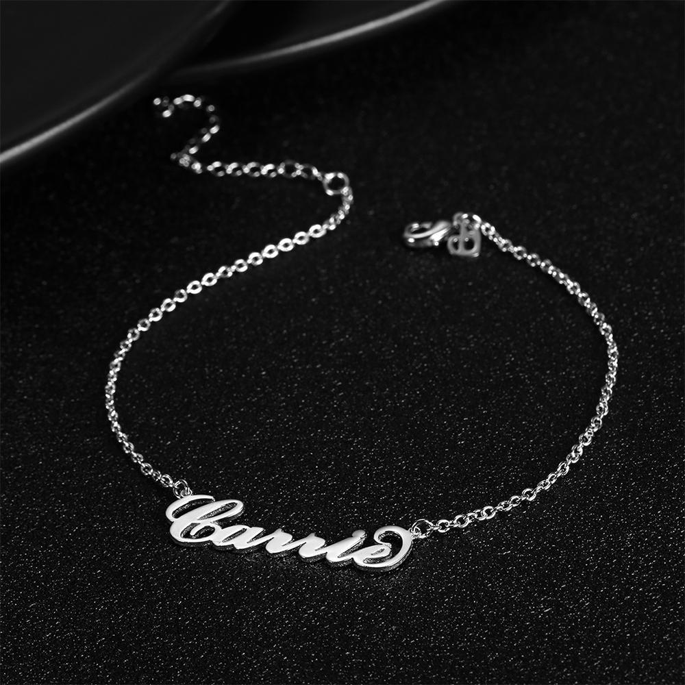 Custom Name Anklet Personalized Jewelry Plated Silver