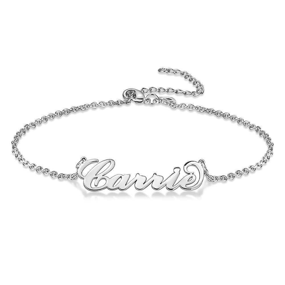 Custom Name Anklet Personalized Jewelry Plated Silver