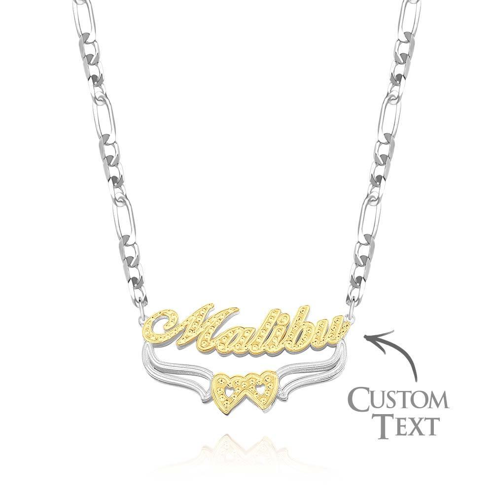 Personalized Hip Hop Name Necklace Double Heart Necklace Fashion Jewelry Gifts for Men - NameNecklace