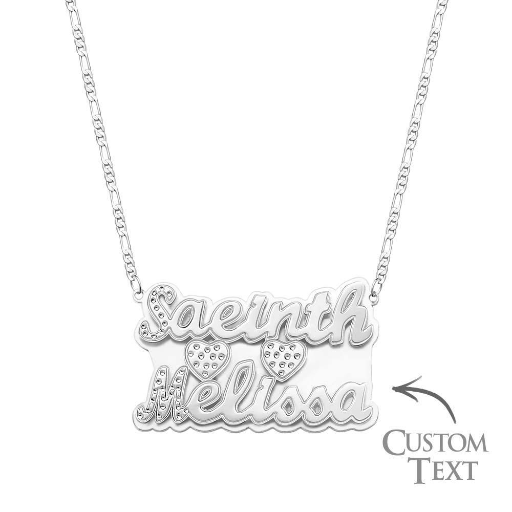 Personalized Two Lines Name Necklace Hip Hop Metal Jewelry Necklace Gifts for Men - NameNecklace