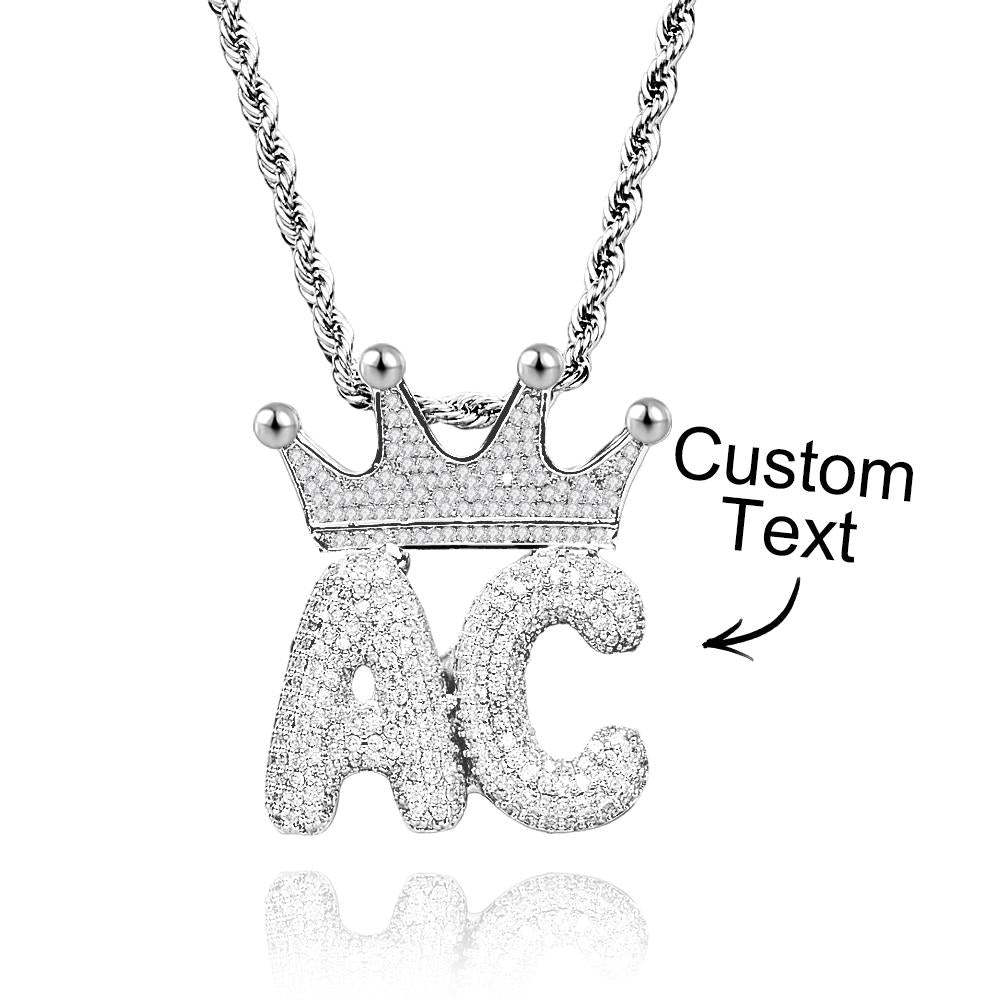 Custom Name Necklace With Crown Trendy Letter Chain Hip Hop Necklace For Men - NameNecklace