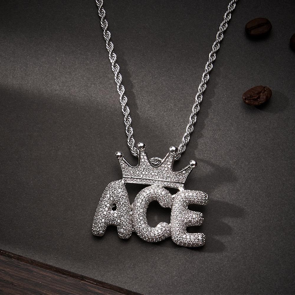 Custom Name Necklace With Crown Trendy Letter Chain Hip Hop Necklace For Men - NameNecklace