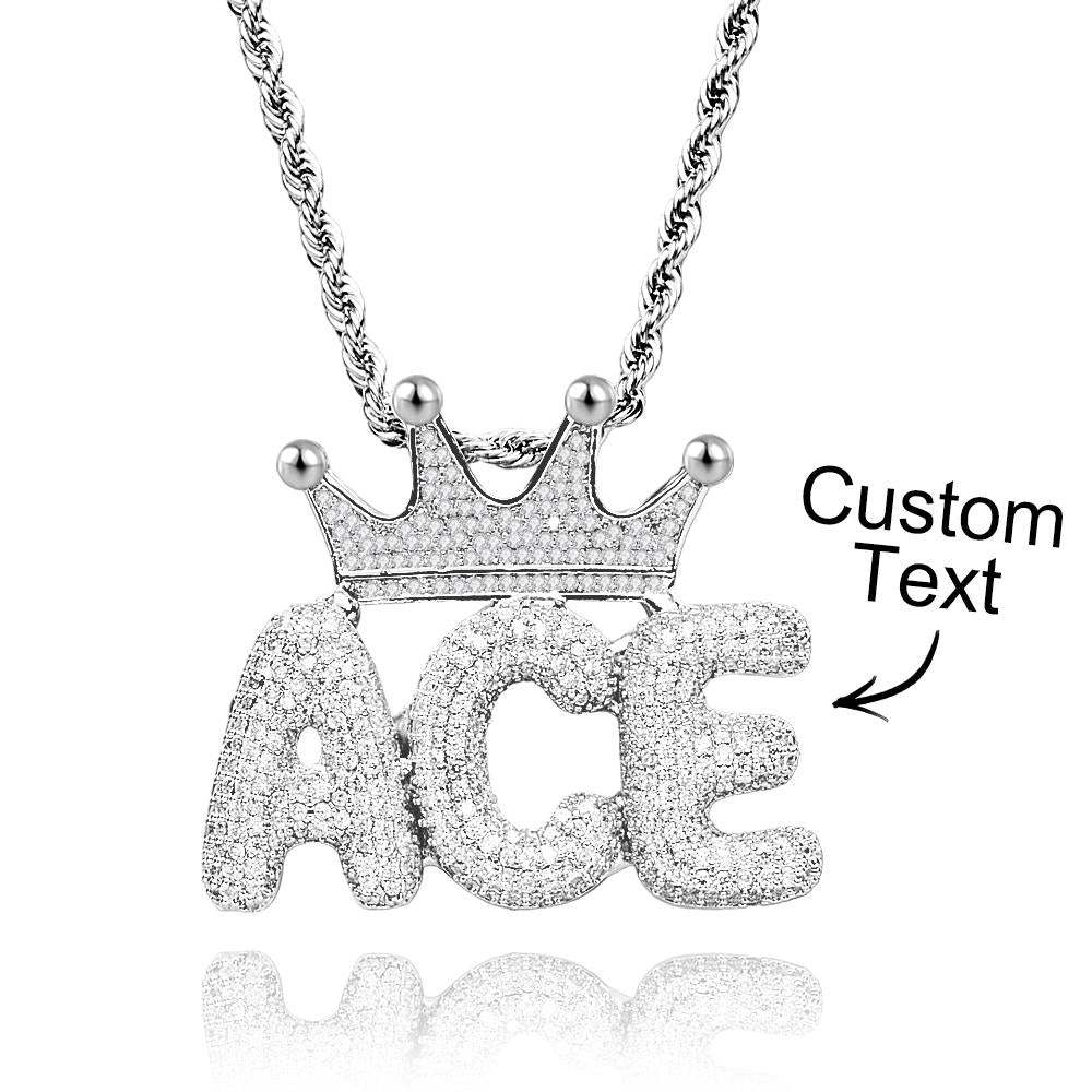 Custom Name Necklace With Crown Trendy Letter Chain Hip Hop Necklace For Men - NameNecklace