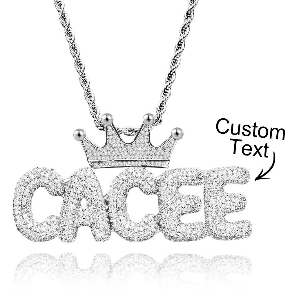 Custom Name Necklace With Crown Trendy Letter Chain Hip Hop Necklace For Men - NameNecklace