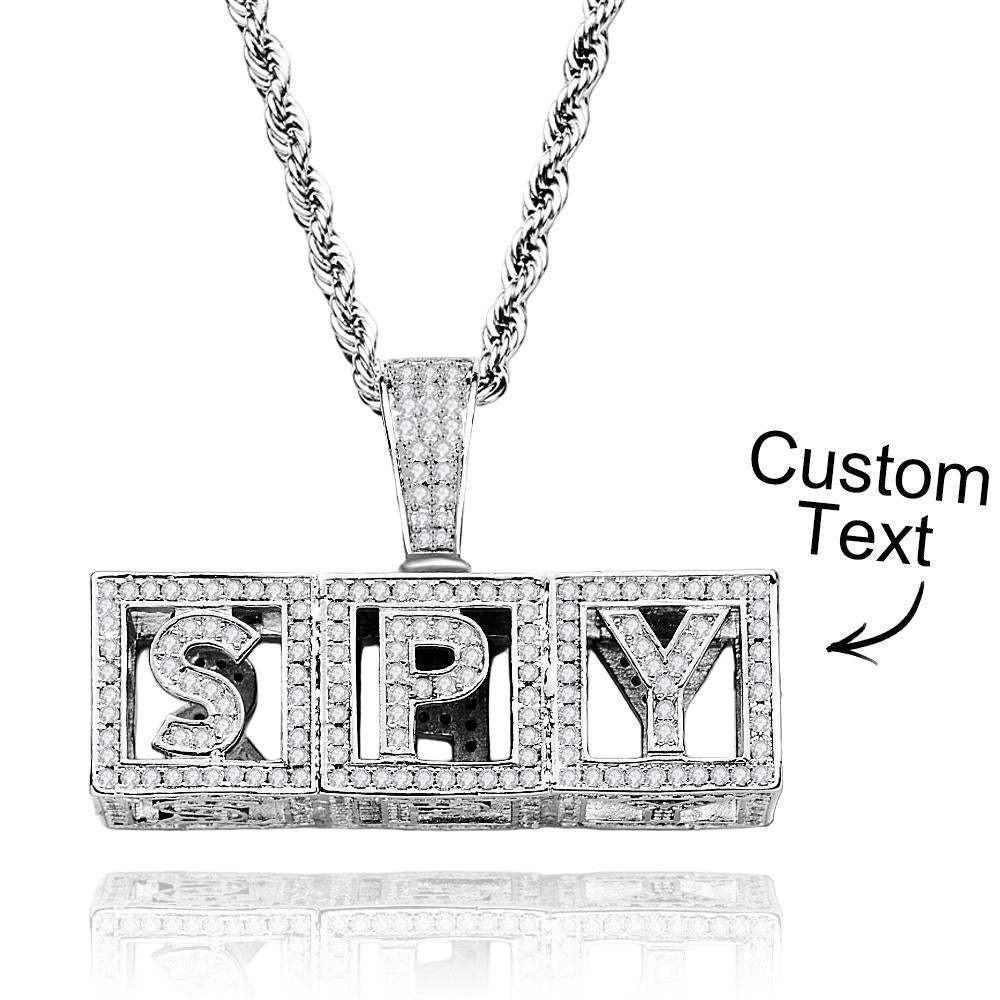 Custom Name Necklace Block Cube Letter Chain Hip Hop Necklace For Men - NameNecklace