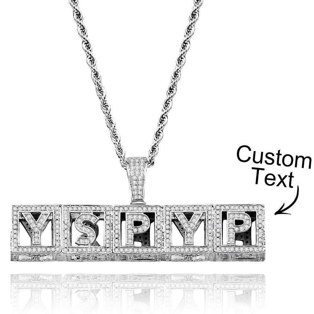 Custom Name Necklace Block Cube Letter Chain Hip Hop Necklace For Men - NameNecklace